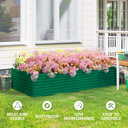 8' x 4' x 2' Raised Garden Bed, Galvanized Planter Box for Growing Flowers, Herbs and Vegetables, Green