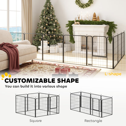39" Dog Playpen Indoor Outdoor, Portable Foldable 8 Panels Pet Playpen with Door & Strap for Large Dogs