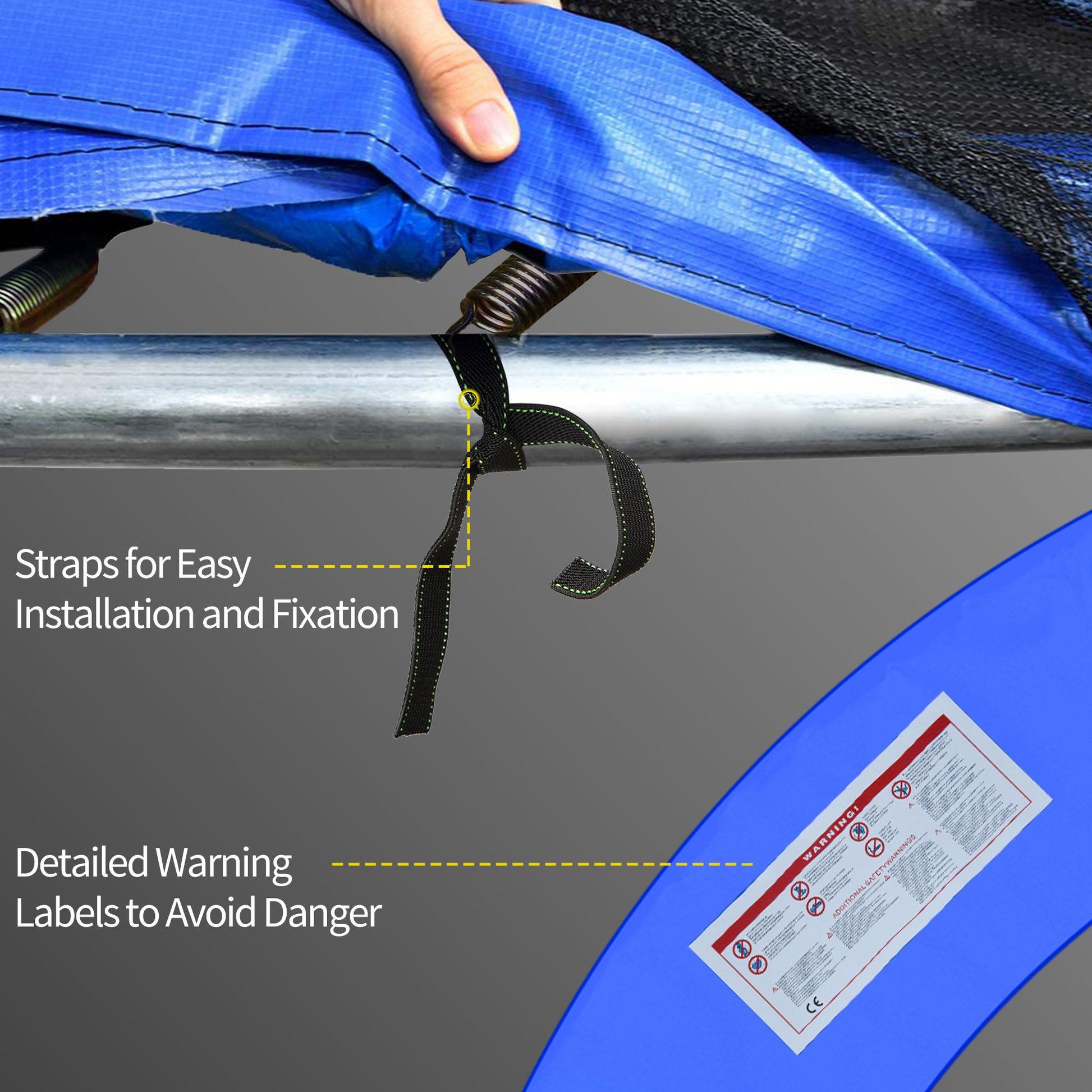 Φ10ft Trampoline Replacement Safety Pad Trampoline Pad Waterproof Spring Cover Blue