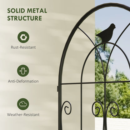 Set of 2 Metal Garden Trellis, Decorative Trellis Panels, Bird Design, 120 x 50 cm, Black