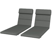 Patio Chaise Lounge Chair Cushions Replacement Sun Lounger Pads with Headrest and Ties, Set of 2, Grey