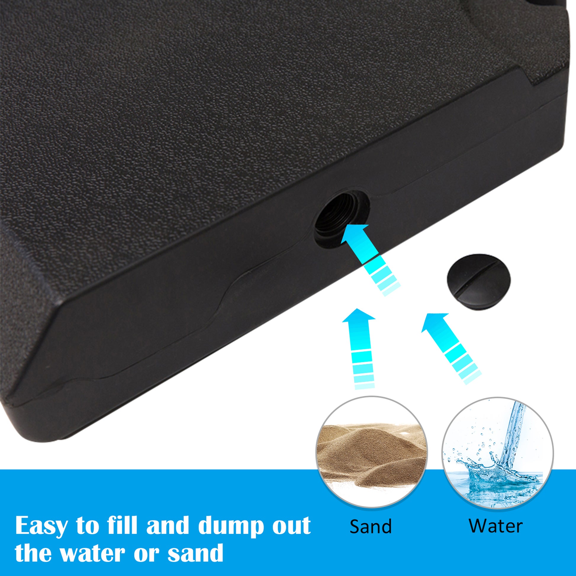 4 Pieces Umbrella Base Parasol Stand for Cantilever Umbrella Fill w/ Sand or Water Black