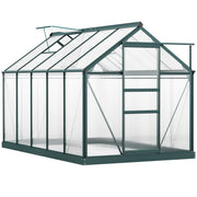 6' x 10' x 6.6' Polycarbonate Greenhouse, Walk-In Green House Kit Garden, Plants Grow, Galvanized Sheet Aluminum Frame with Rain Gutter, Vents and Sliding Door, Green