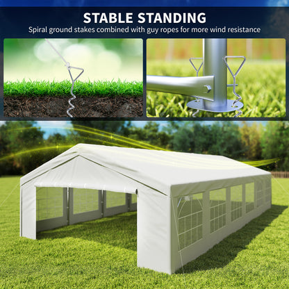 40'x20' Heavy Duty Large Party Tent & Carport with Removable Sidewalls, Windows, Portable Garage Canopy Tent, Sun Shade Shelter for Parties Wedding Outdoor Events, White