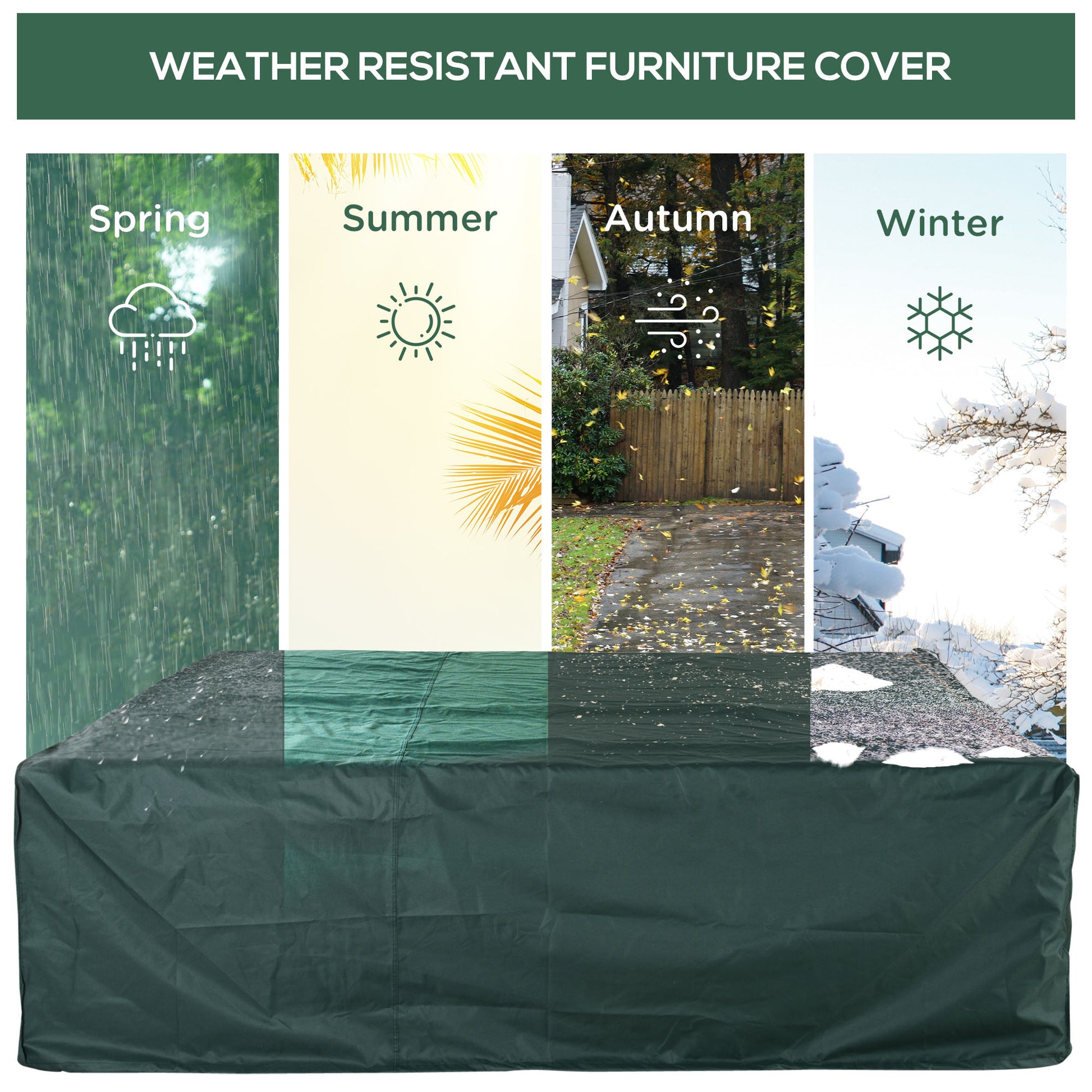 Large Patio Garden Furniture Set Cover 600D Oxford Square Waterproof, 90.6" L x 90.6" W x 27.6" H, Green