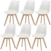 Modern Dining Table Chairs Set of 6, Rubber Wood Kitchen Table Chairs with PU Leather Cushion for Living Room, Bedroom