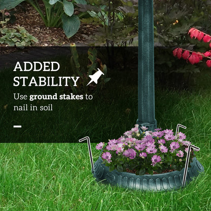 32" Bird Bath with Decorative Birds, Vintage Birdbath with Flower Planter Base for Garden, Bronze Green