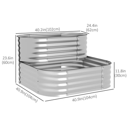 3.4'x3.4'x1' Outdoor Raised Garden Bed, 2-Tier Galvanized Planter Box with Safety Edging for Vegetable, Flower, Fruit