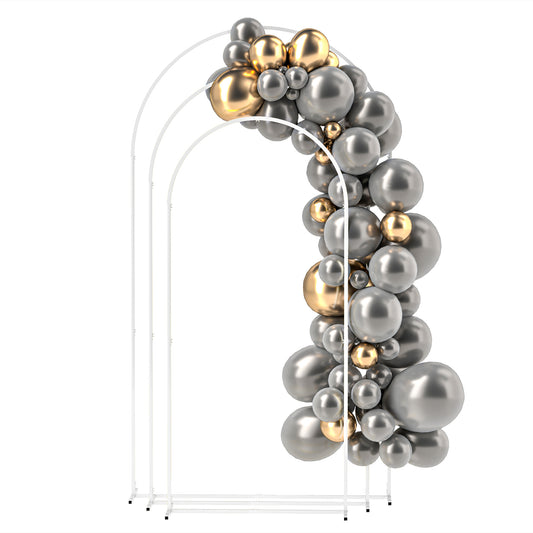 Wedding Arch, 7/6.5/6 ft Metal Balloon Arch Backdrop Stand Set of 3 for Birthday Party, Bridal Shower, White