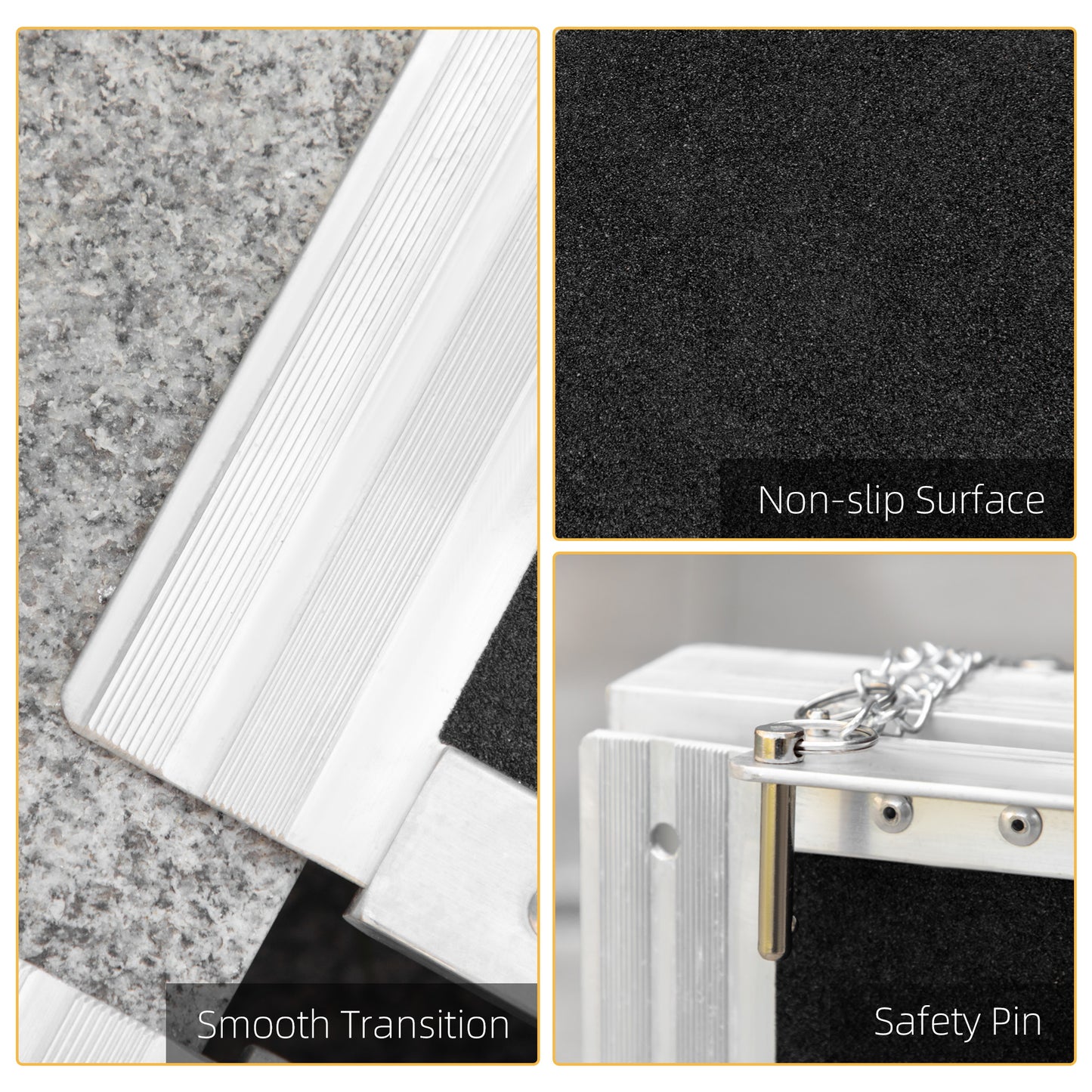 8ft Wheelchair Ramp, Non-Slip Aluminum Folding Handicap Ramp, Suitable for Door Thresholds, Home Steps, Cars, Scooters, Carts, and Stairs