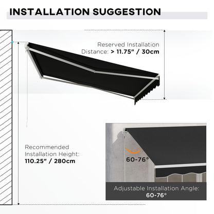 12'x10' Electric Retractable Awning, UV Protection Sun Shade Shelter w/ Remote Controller for Deck Balcony Yard, Black