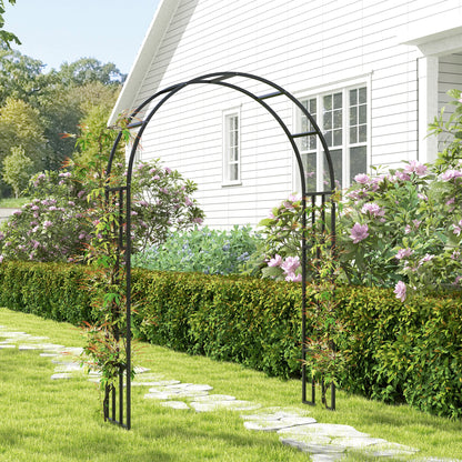 7.3ft Steel Garden Arch Trellis, Garden Arbor Trellis for Climbing Plants Roses Wisteria Vines, Flower Arch Wedding Arch Stand for Bridal Party Ceremony Decoration, Black