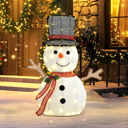 Light Up Snowman Yard Decoration, Lighted Snowman Christmas Decoration for Indoor and Outdoor, White