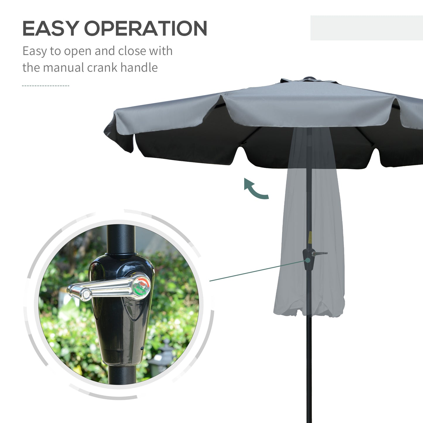 8.5 ft Outdoor Market Table Umbrella, Round Patio Umbrella with Tilt and Crank for Garden, Backyard, Deck, Dark Grey