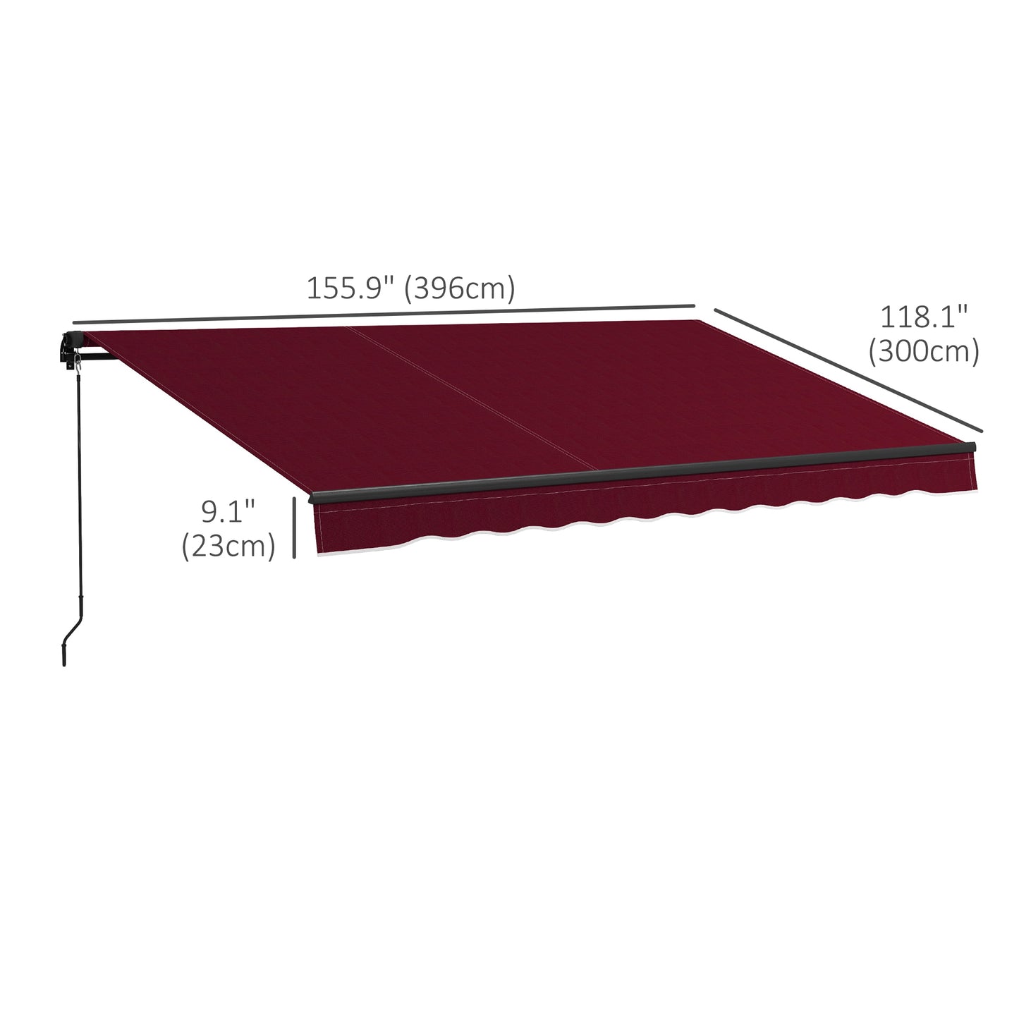 13' x 10' Retractable Awning, 280gsm UV Resistant Sunshade Shelter, for Deck, Balcony, Yard, Wine Red
