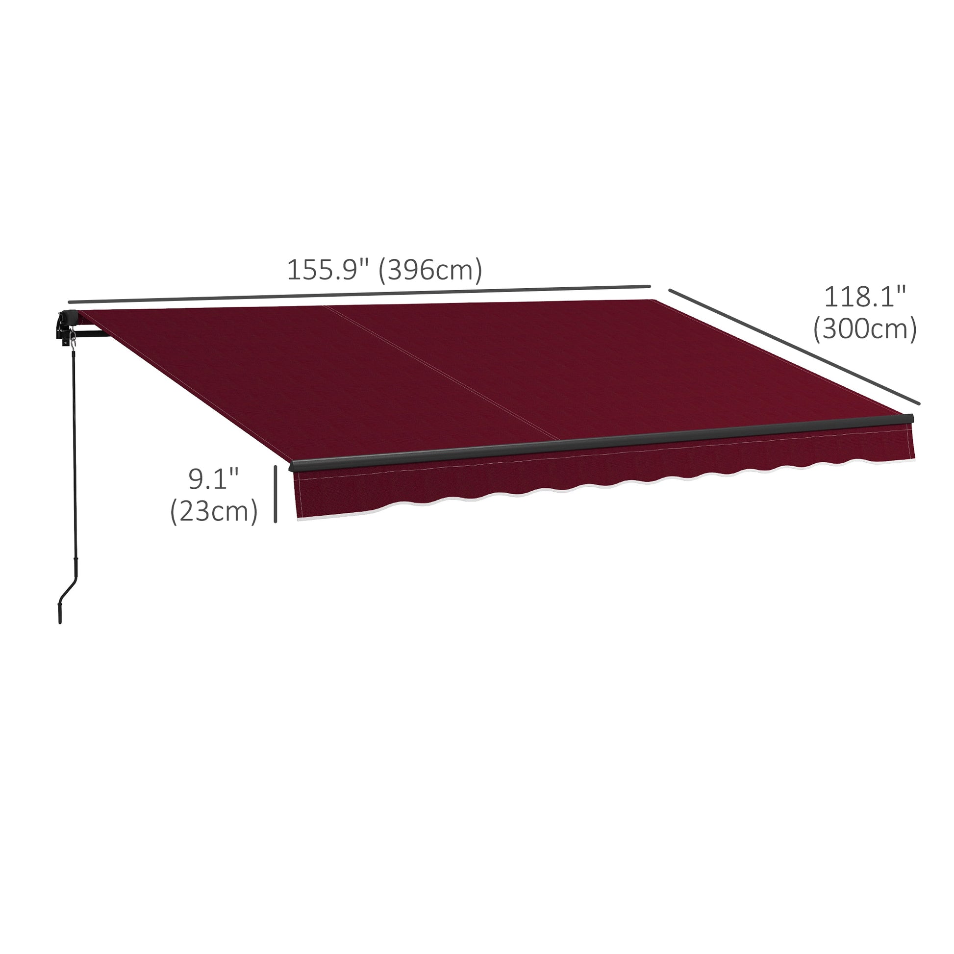 13' x 10' Retractable Awning, 280gsm UV Resistant Sunshade Shelter, for Deck, Balcony, Yard, Wine Red