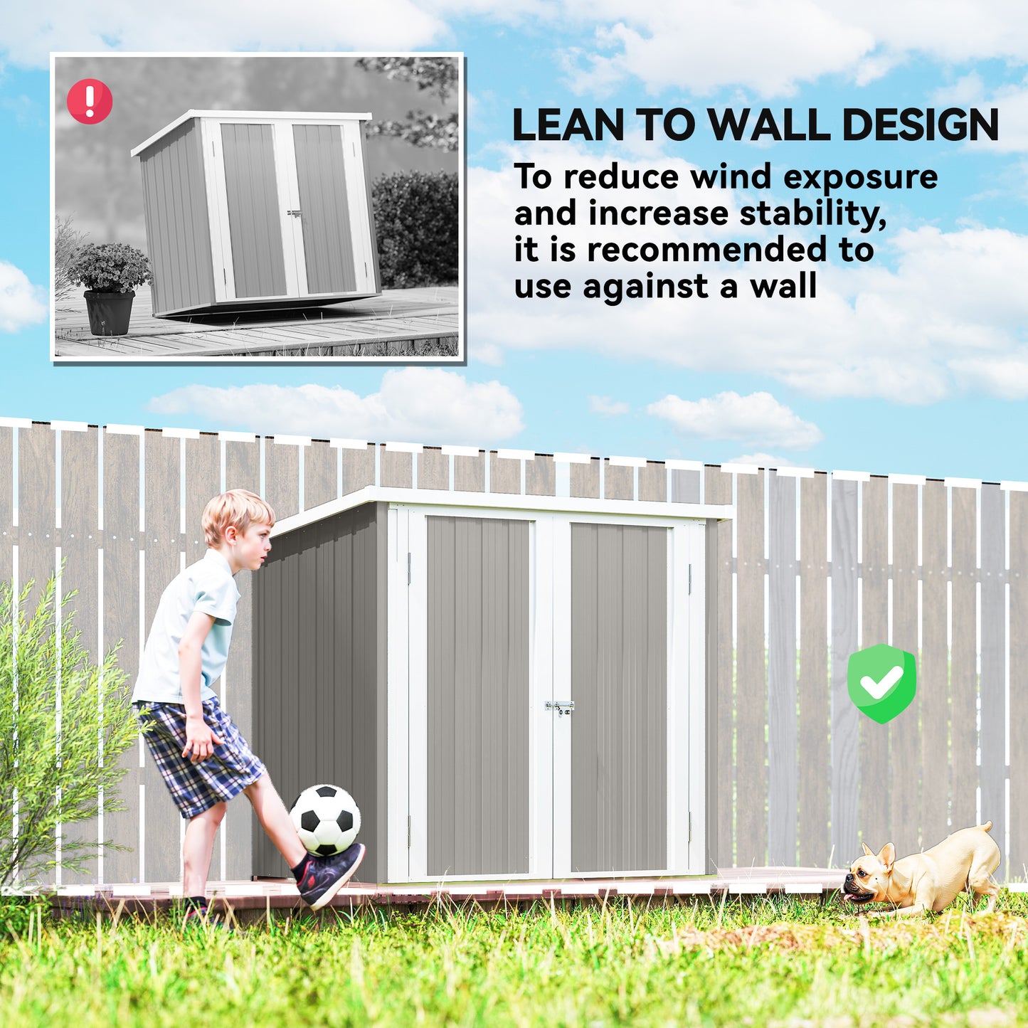 5' x 3' Metal Garden Storage Shed, Tool House with Double Doors for Backyard, Patio, Lawn
