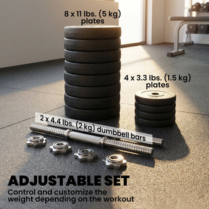 Soozier Adjustable 2 x 55lbs Weight Dumbbell Set for Weight Fitness Training Exercise Fitness Home Gym Equipment, Black (Pair)