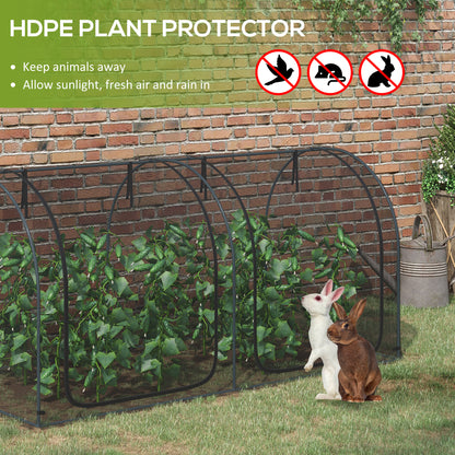 8' x 4' Crop Cage, Garden Plant Protector, with 2 Zippered Doors and 6 Ground Stakes, for Garden, Yard, Lawn, Black