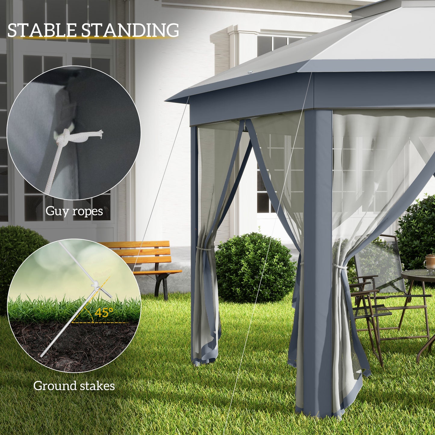 13' x 13' Pop Up Canopy Tent with Netting and Carry Bag, Instant Sun Shelter, Grey