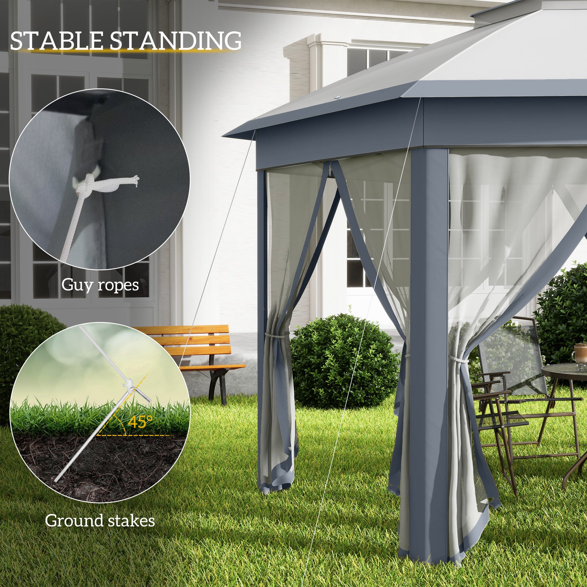 13' x 13' Pop Up Canopy Tent with Netting and Carry Bag, Instant Sun Shelter, Grey