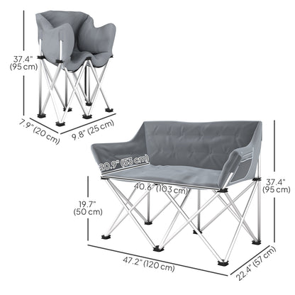 Double Camping Chair, Oversized Camping Loveseat for Adults, Heavy Duty Folding Camp Chair, Support 529 lbs