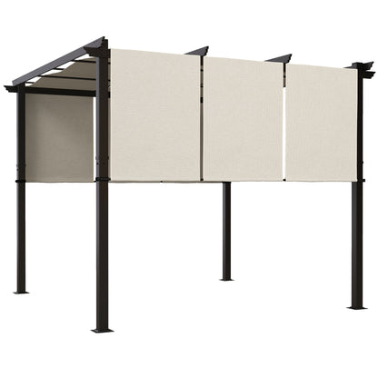 10' x 10' Metal Pergola, Outdoor Pergola with Retractable Canopy, for Garden, Patio, Backyard, Deck