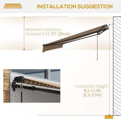 13' x 10' Retractable Awning, 280gsm UV Resistant Sunshade Shelter, for Deck, Balcony, Yard, Amber and Dark Grey