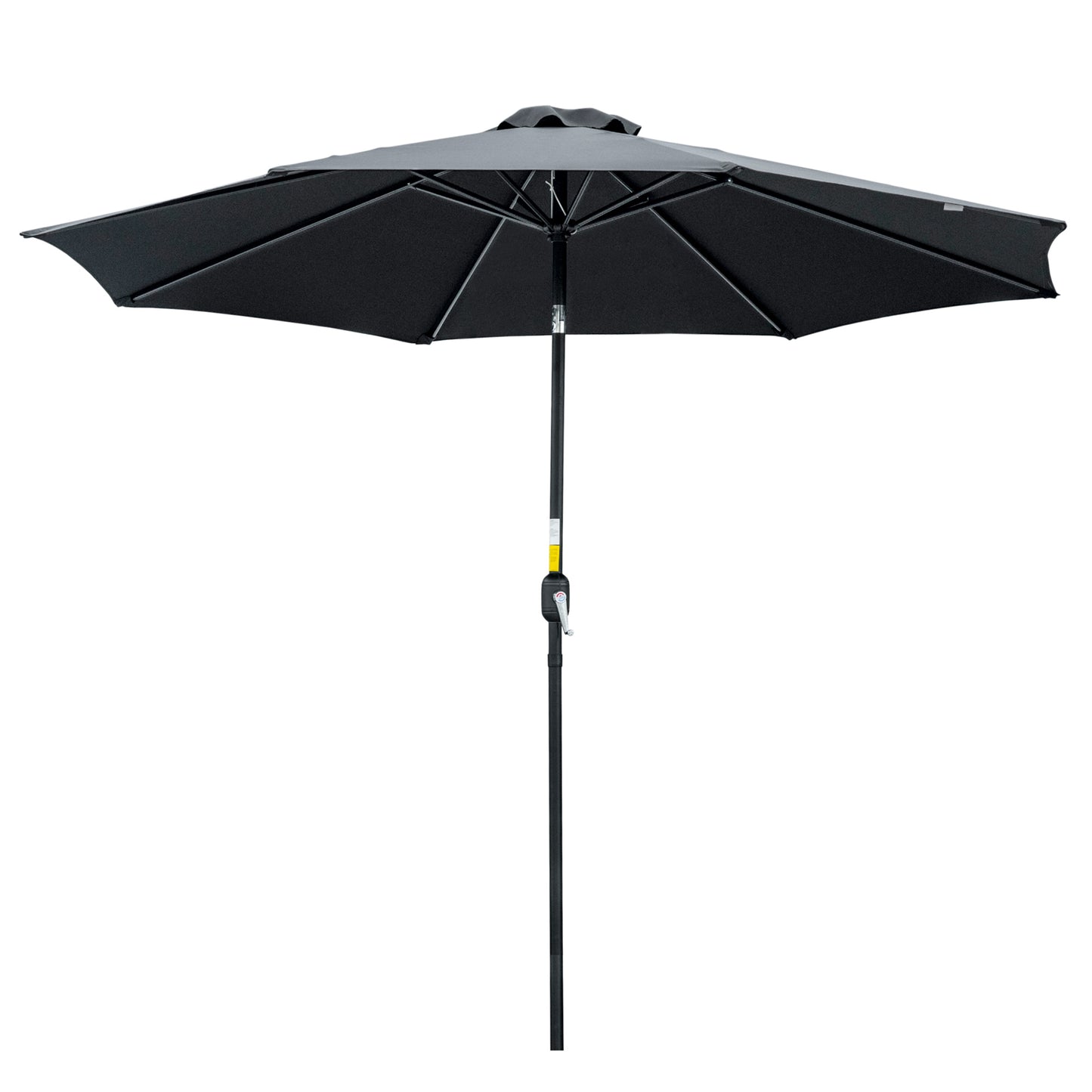 10' x 8' Round Market Umbrella, Patio Umbrella with Crank Handle and Tilt, Outdoor Parasol for Garden, Black