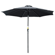10' x 8' Round Market Umbrella, Patio Umbrella with Crank Handle and Tilt, Outdoor Parasol for Garden, Black