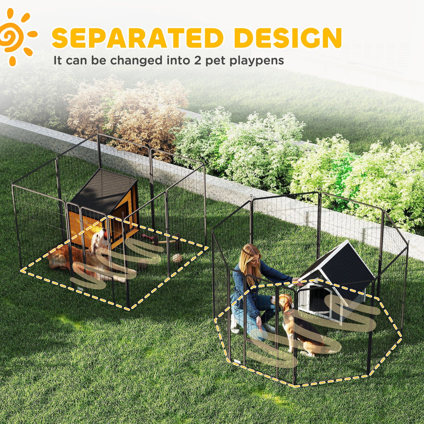 Heavy Duty Pet Playpen, 16 Panels Steel Dog Fence Puppy Exercise Pen with 2 Doors Locking Latch, 47" Height