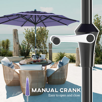 10.7FT Patio Umbrella with 8 Ribs, Crank, Push Button Tilt, Air Vents, for Backyard, Deck and Lawn, Purple