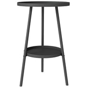Round Garden Table, 2-Tier Small Side Table, Metal Patio Table Coffee Table Dining Table, Black