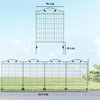 Garden Decorative Fence 4 Panels 44in x 12ft Steel Wire Border Edging for Landscaping