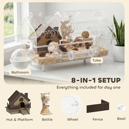 8 in 1 Hamster Cage with All Accessories for Dwarf Hamster, 21.5" x 11.8" x 12.6"