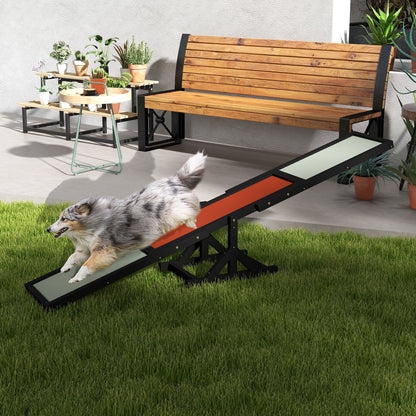 Wood Pet Seesaw, Dog Agility Training Equipment for Obedience Training, Weather Resistant, Black