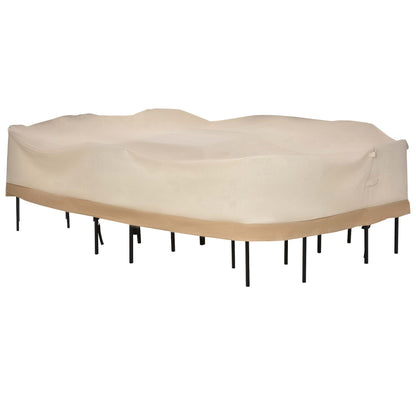 84B-059 129.9-Inch Oval Patio Table and Chair Set Cover, Beige/Coffee Sofa Set
