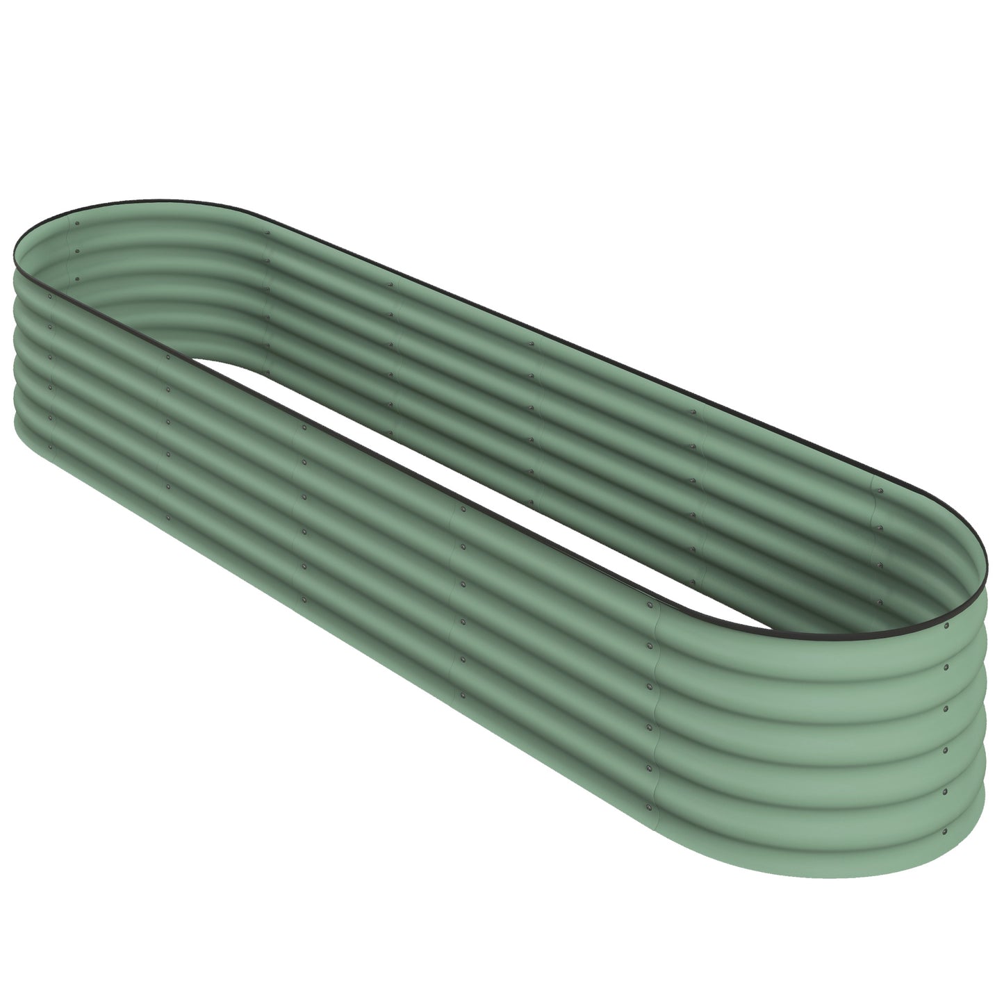 8 x 2 x 1.5 FT Galvanized Steel Raised Garden Bed, Metal Garden Bed Planter Box with Safety Edging, Green