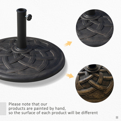 42 lbs Resin Round Market Umbrella Base Holder 22" Decorative Parasol Stand for Patio, Outdoor, Backyard, Bronze