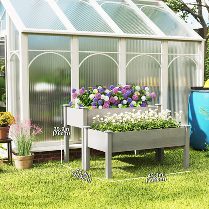 2 Tiers Wood Plant Raised Bed Flower Vegetable Herb Grow Box Stand Garden Step Planter Stand Free Combination Grey