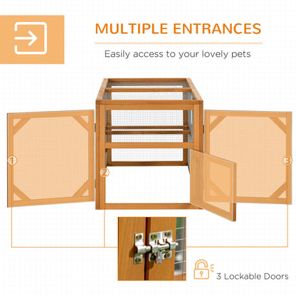 55" Wooden Chicken Coop Extension Outdoor with Roosting Bars, Combinable Design, Orange