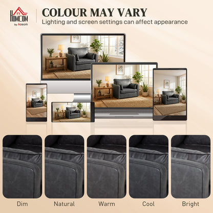 Accent Chair, PU Leather Armchair with Wide Seat, Spring Cushion, Rubberwood legs, 2 Pillows, Black