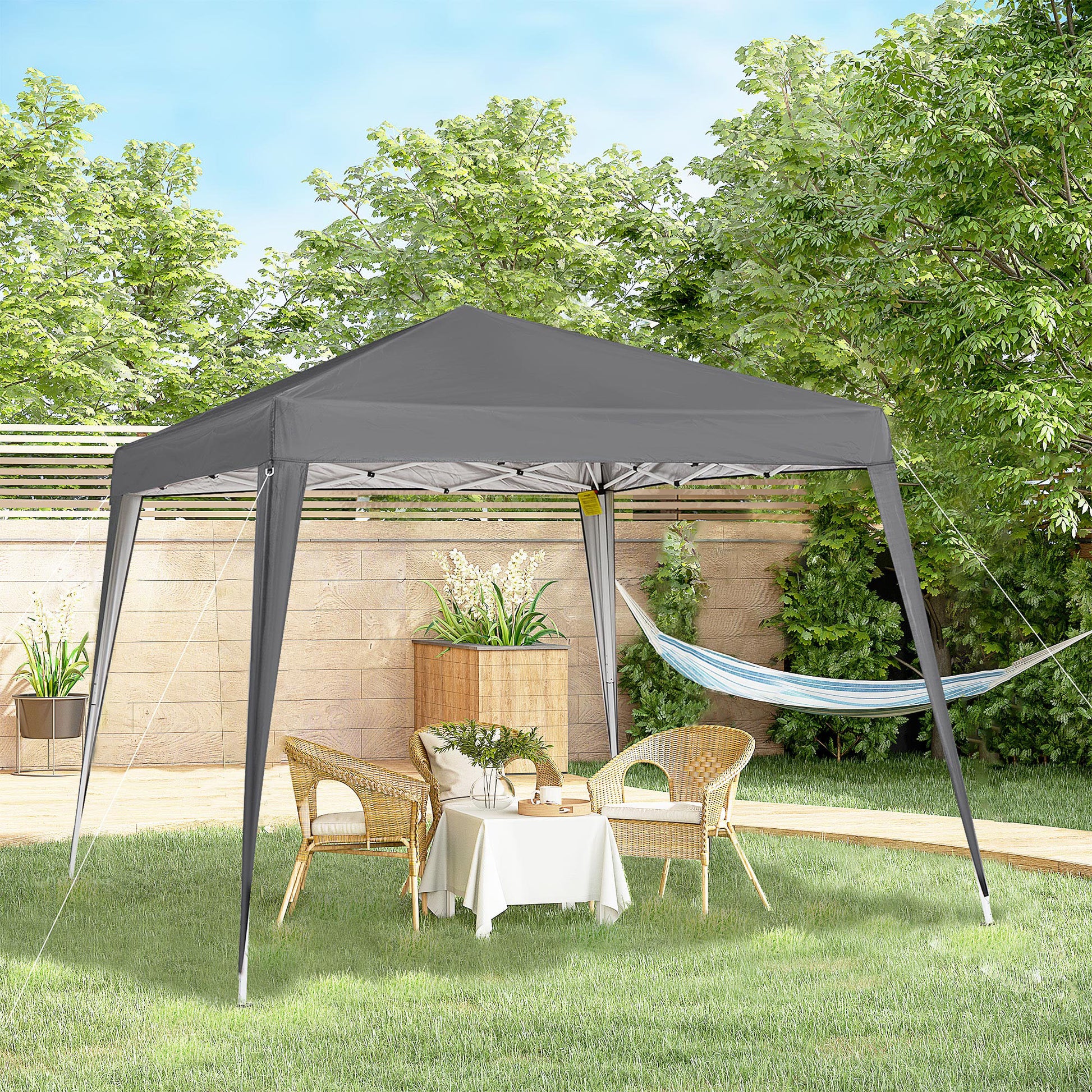 8' x 8' Pop Up Canopy, Outdoor Folding Tent, Portable Party Tent with Carrying Bag for Camping, Party, Picnic, Grey