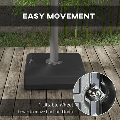 Cantilever Umbrella Base with Liftable Wheel, Heavy Duty Fillable Umbrella Stand with Adjustable Foot Pads