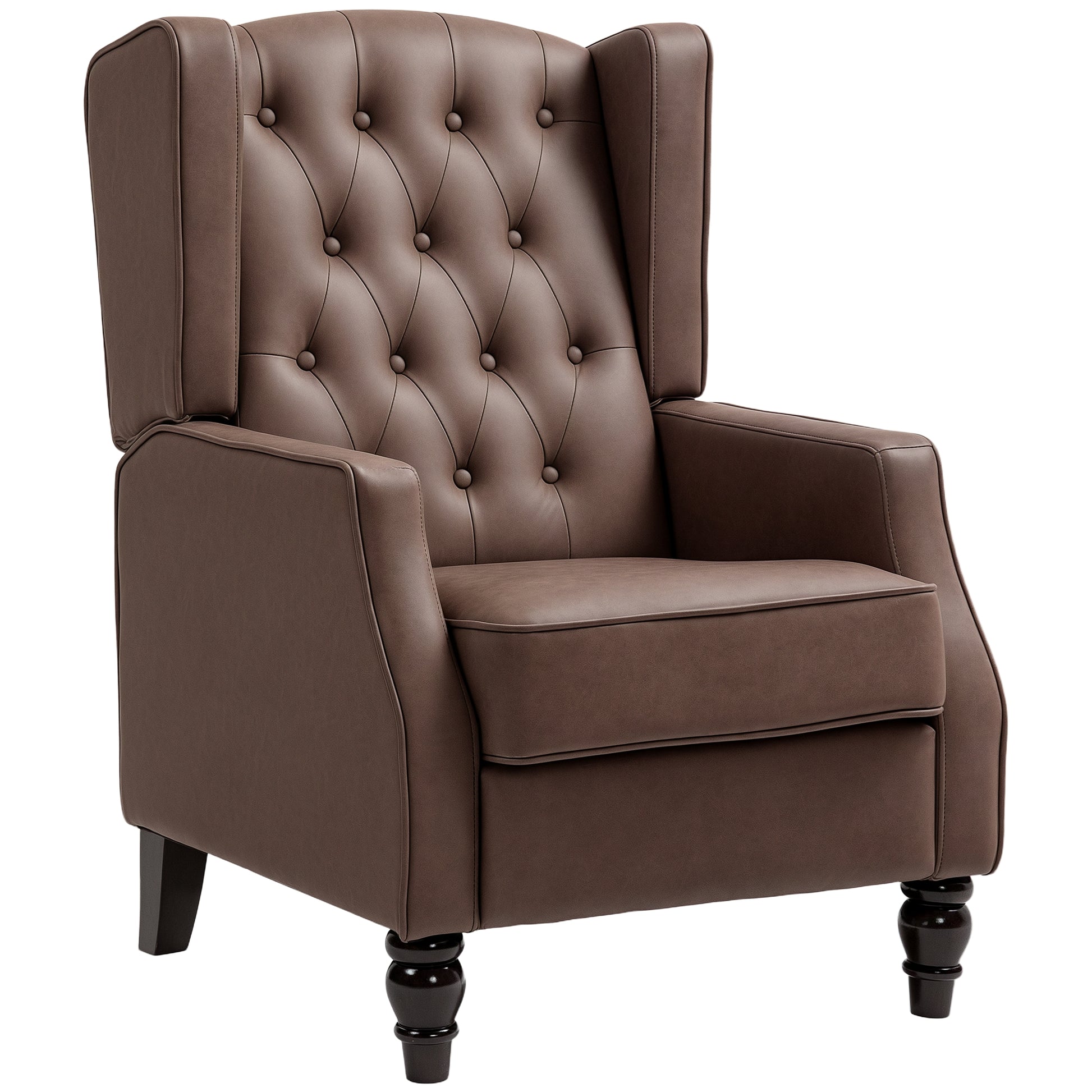 Single Person Sofa Small Cozy Comfortable Modern Faux Leather Thick Padding Living Room Bedroom Home Office Brown