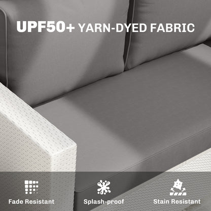 2 Seater Outdoor Seat Cushions with Backrest, Loveseat Double Sofa Outdoor Furniture Cushions, Light Grey