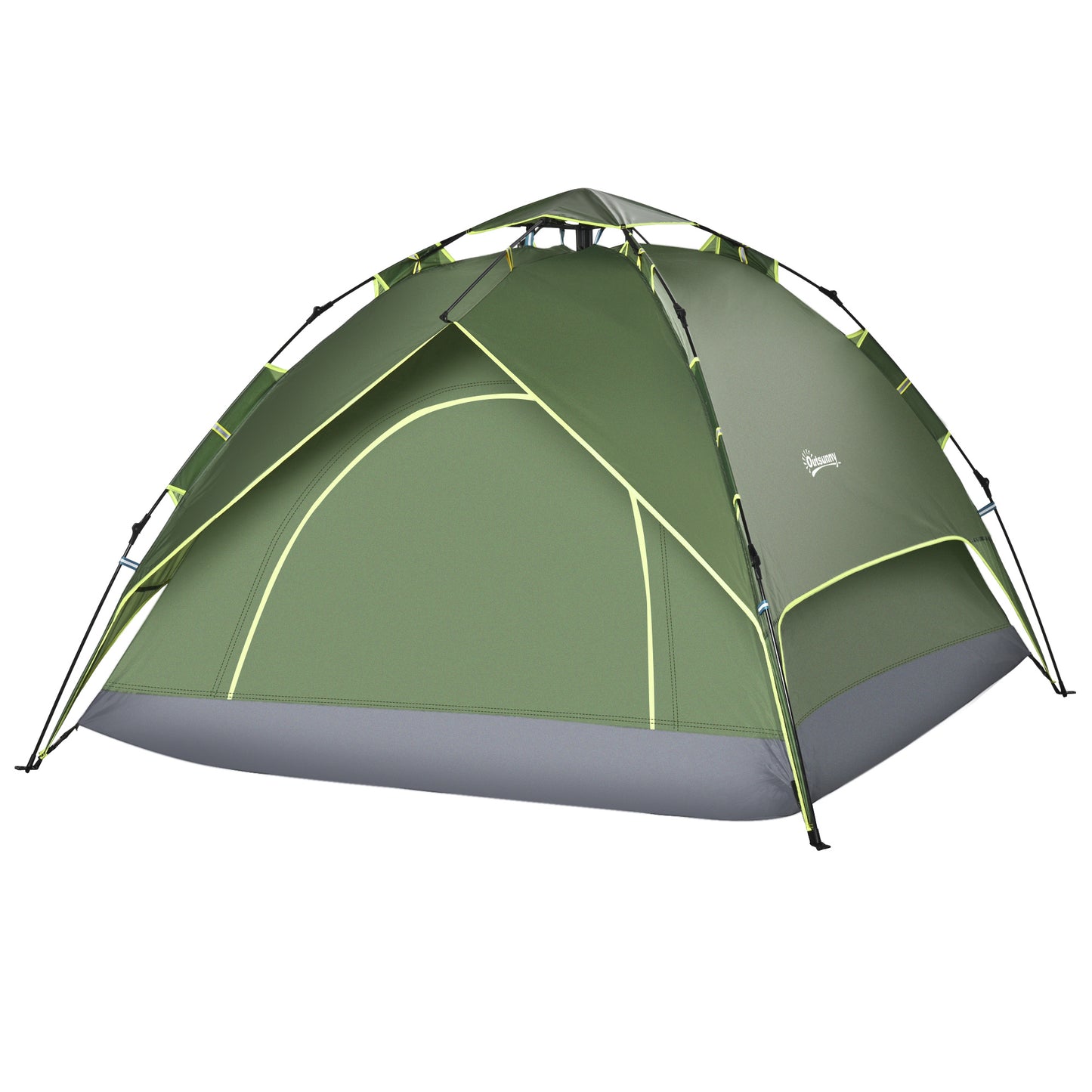 Camping Tent, 3 Person Family Tent, 1000mm Waterproof, with Sewn-in Groundsheet and Carry Bag, for Fishing, Dark Green