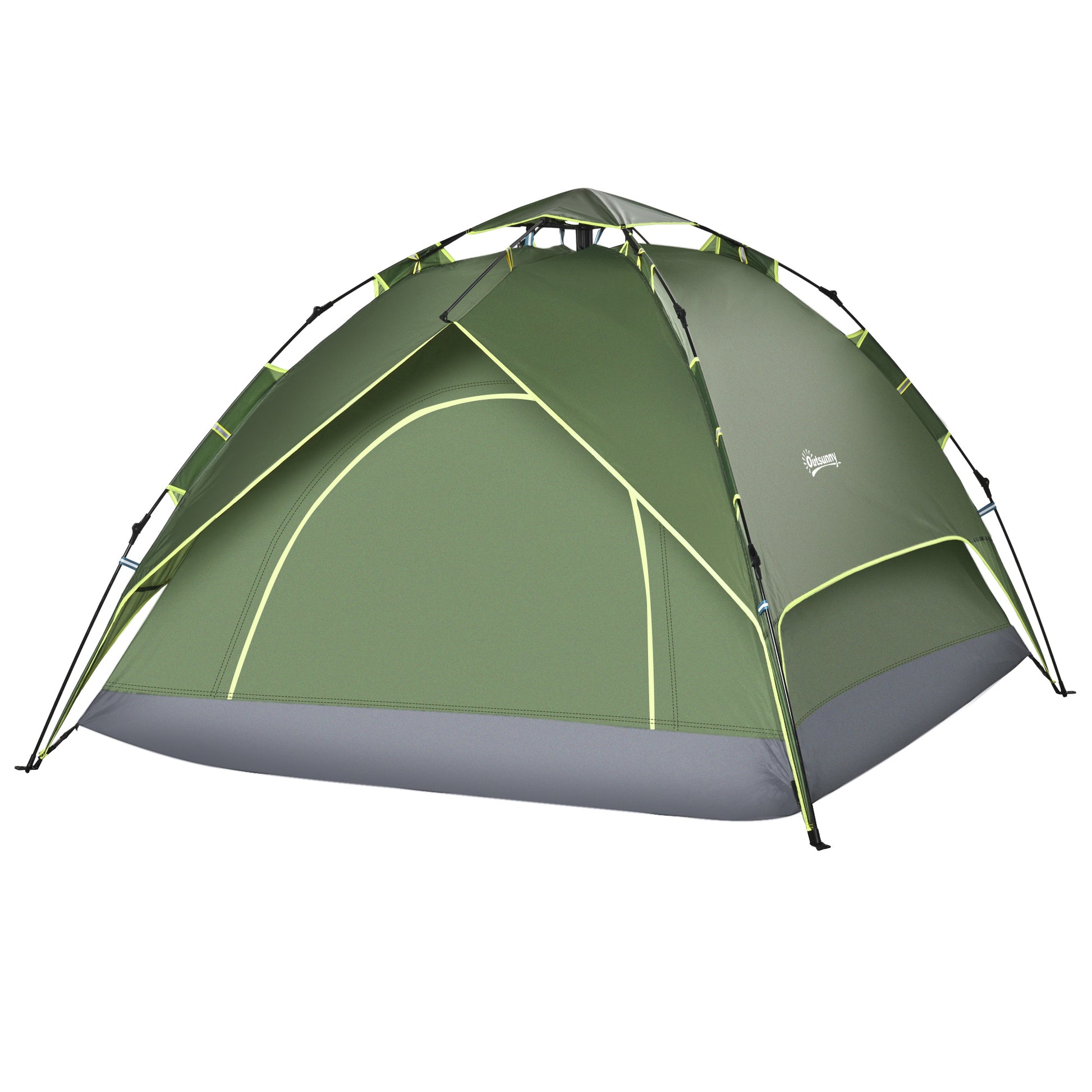 Camping Tent, 3 Person Family Tent, 1000mm Waterproof, with Sewn-in Groundsheet and Carry Bag, for Fishing, Dark Green