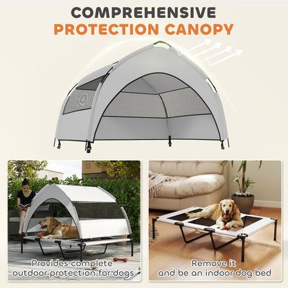 Elevated Dog Bed with Removable Canopy, Portable Outside Raised Pet Cot, Storage Bag, 48" x 36" x 37"