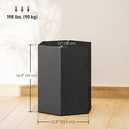 Hexagonal Side Table, Small End Table with 4 Adjustable Feet for Indoor, Outdoor, Black